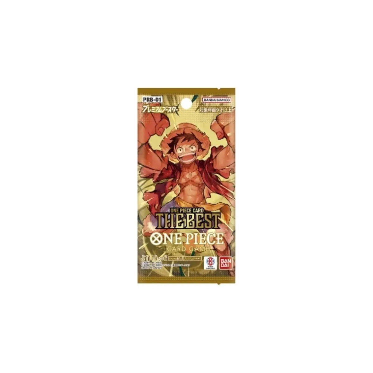 Japanisches One Piece Kartenspiel - Premium Booster Packung mit bunter Zeichnung von Anime-Figur auf der Verpackung