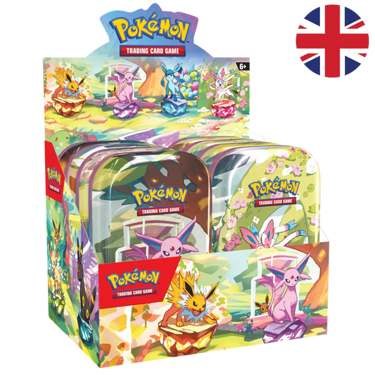 Pokémon Mini Tins Prismatic Evolution englisch Cards for All