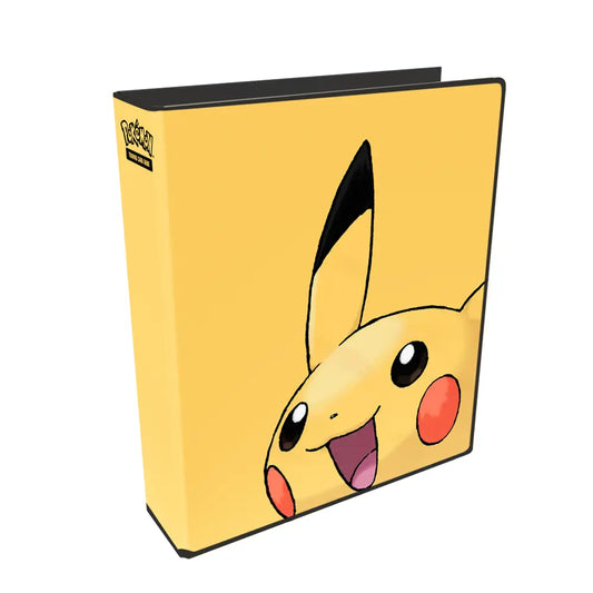 Gelbes Ultra PRO Pikachu-Album für Pokémon-Karten, mit einem großen Pikachu-Motiv auf der Vorderseite.